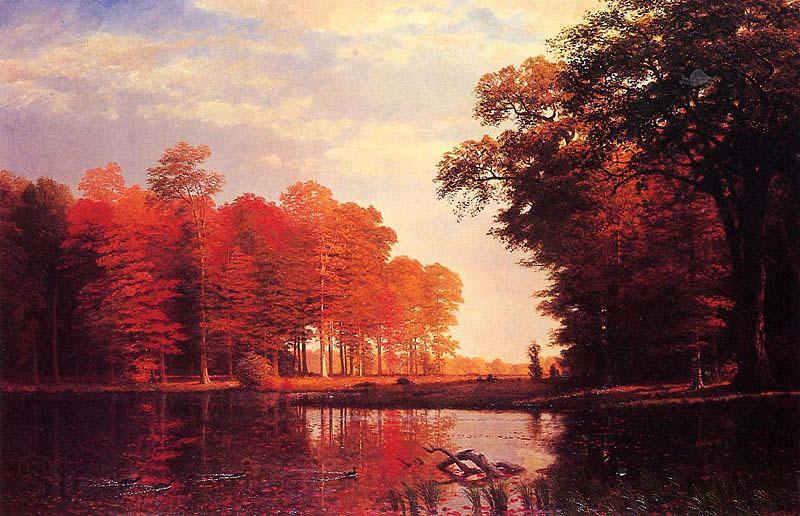 Albert Bierstadt Autumn Woods Norge oil painting art